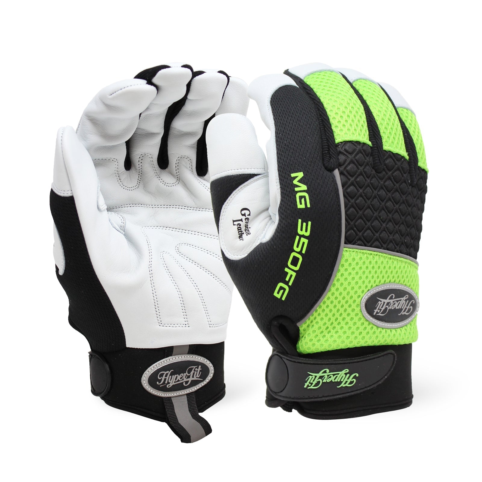 Single Pair - Perfect-Grip Hi-Vis Green Premium Goatskin Mechanic Glove