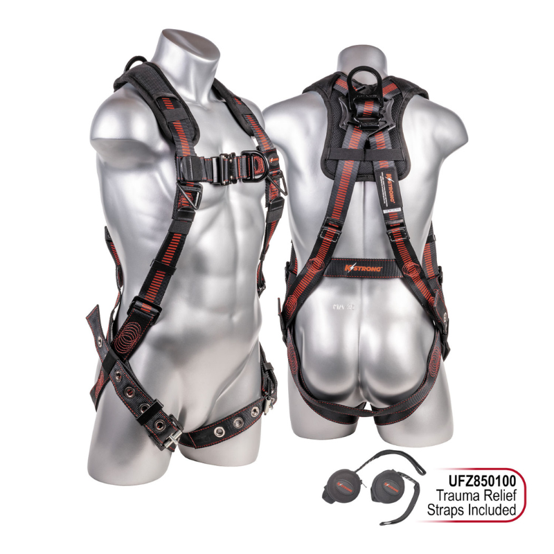 Elite+ 5-Point FBH, Enhanced Dorsal D-ring, Front D-ring, TB Legs, QC Chest, Back/ Shoulder Pad, All Black Fittings – Harness