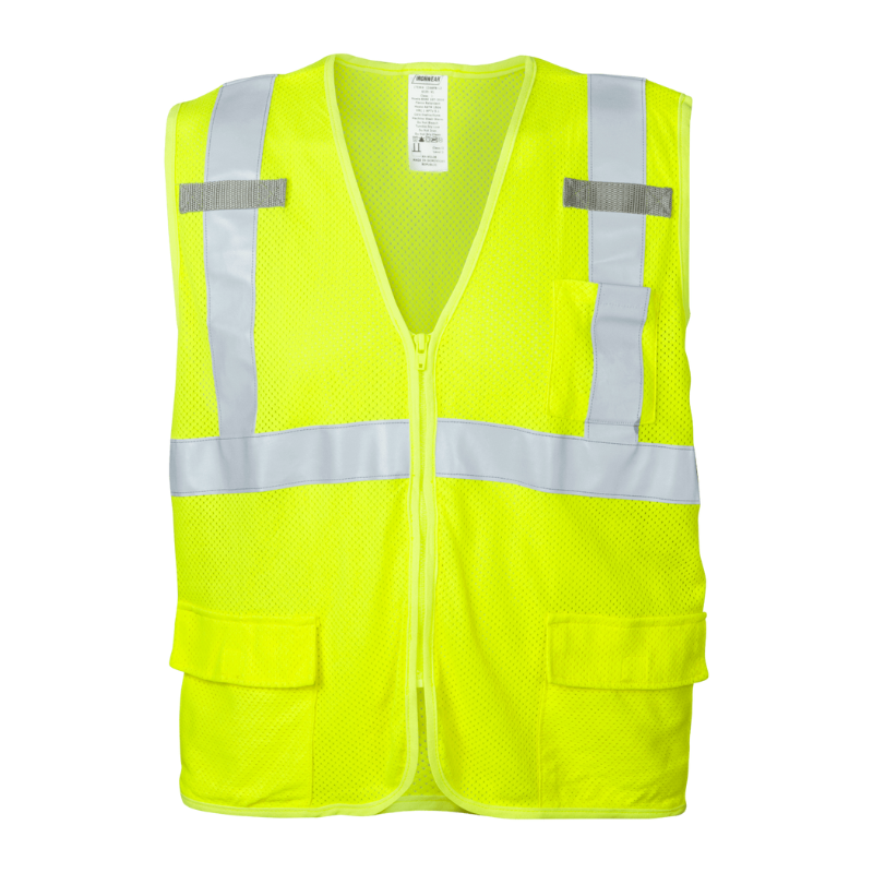 Class 2 FR Safety Vest with Zipper Closure (Hi Vis Lime)