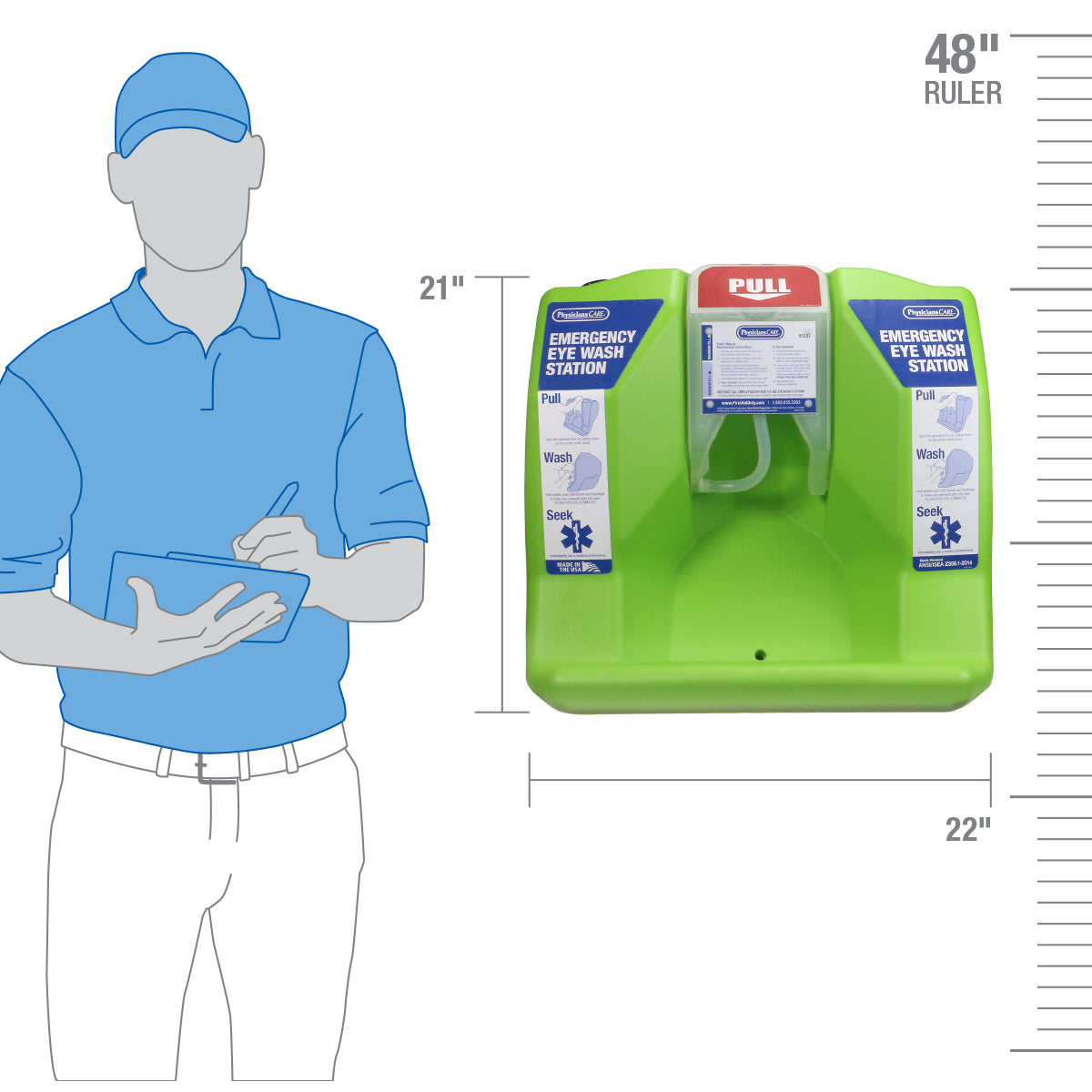 16-Gallon Gravity Fed Eyewash Station, 1/EA