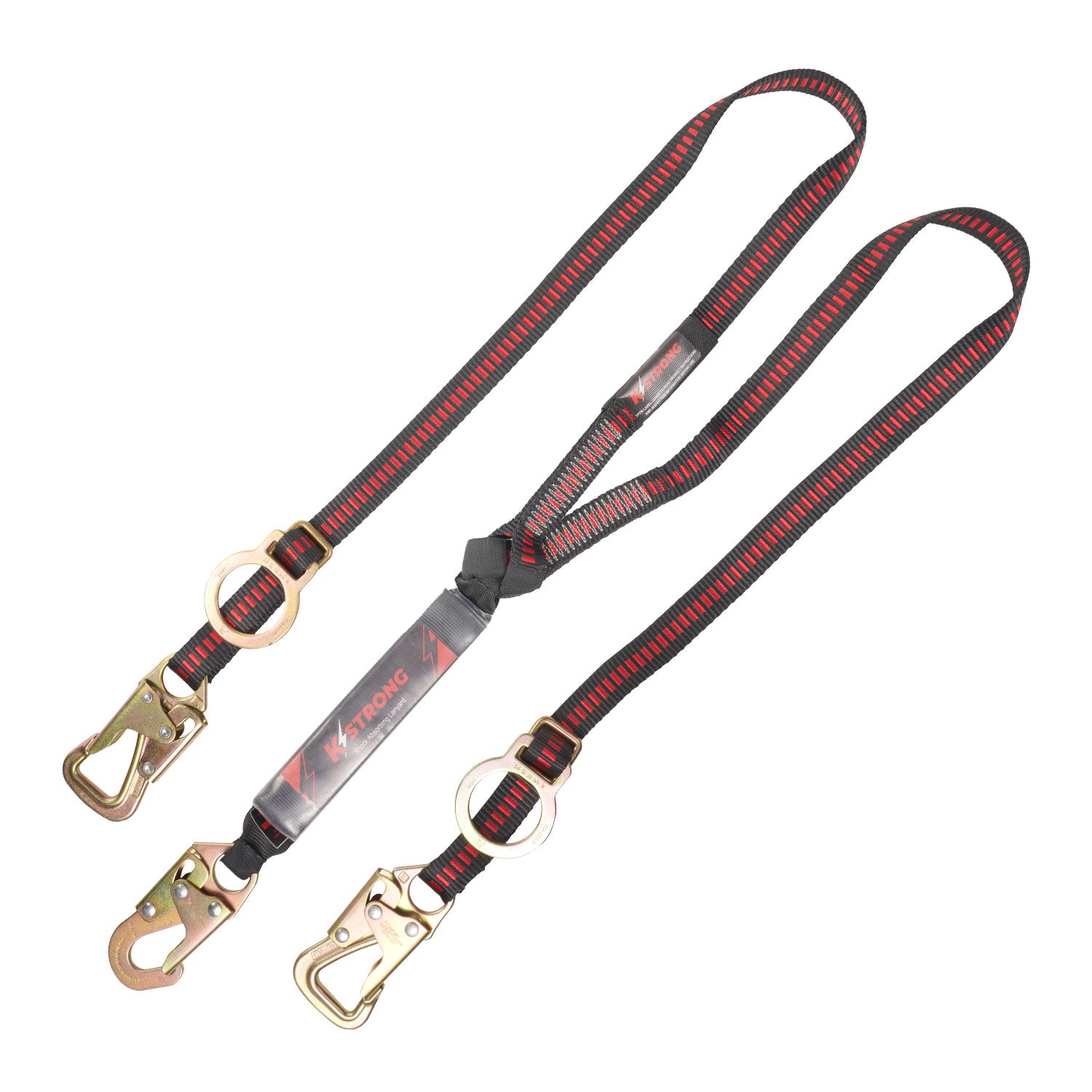 6 ft. Twin leg 100% tie-off Tie-Back design shock absorbing lanyard with snap hook and tie-back hooks (ANSI)