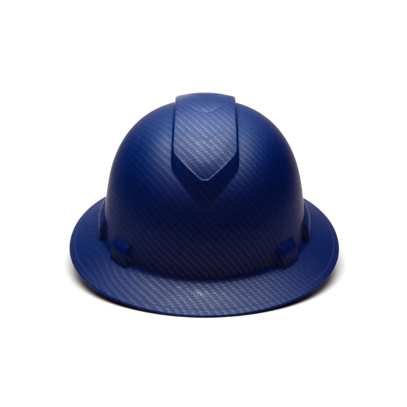 Matte Blue Graphite Pattern Pyramex Ridgeline Full Brim Hard Hat 4-Point Ratchet Suspension