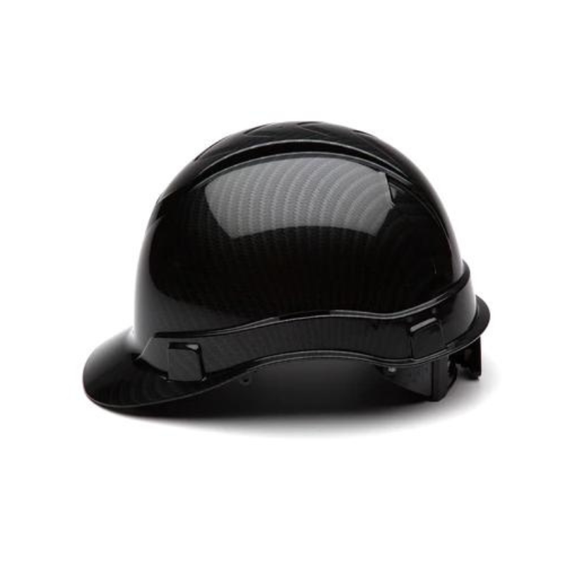 Shiny Black Graphite Pyramex Ridgeline Cap Style Hard Hat 4-Point Ratchet Suspension