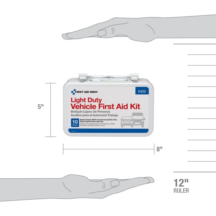 10 Person Vehicle First Aid Kit, Metal Case