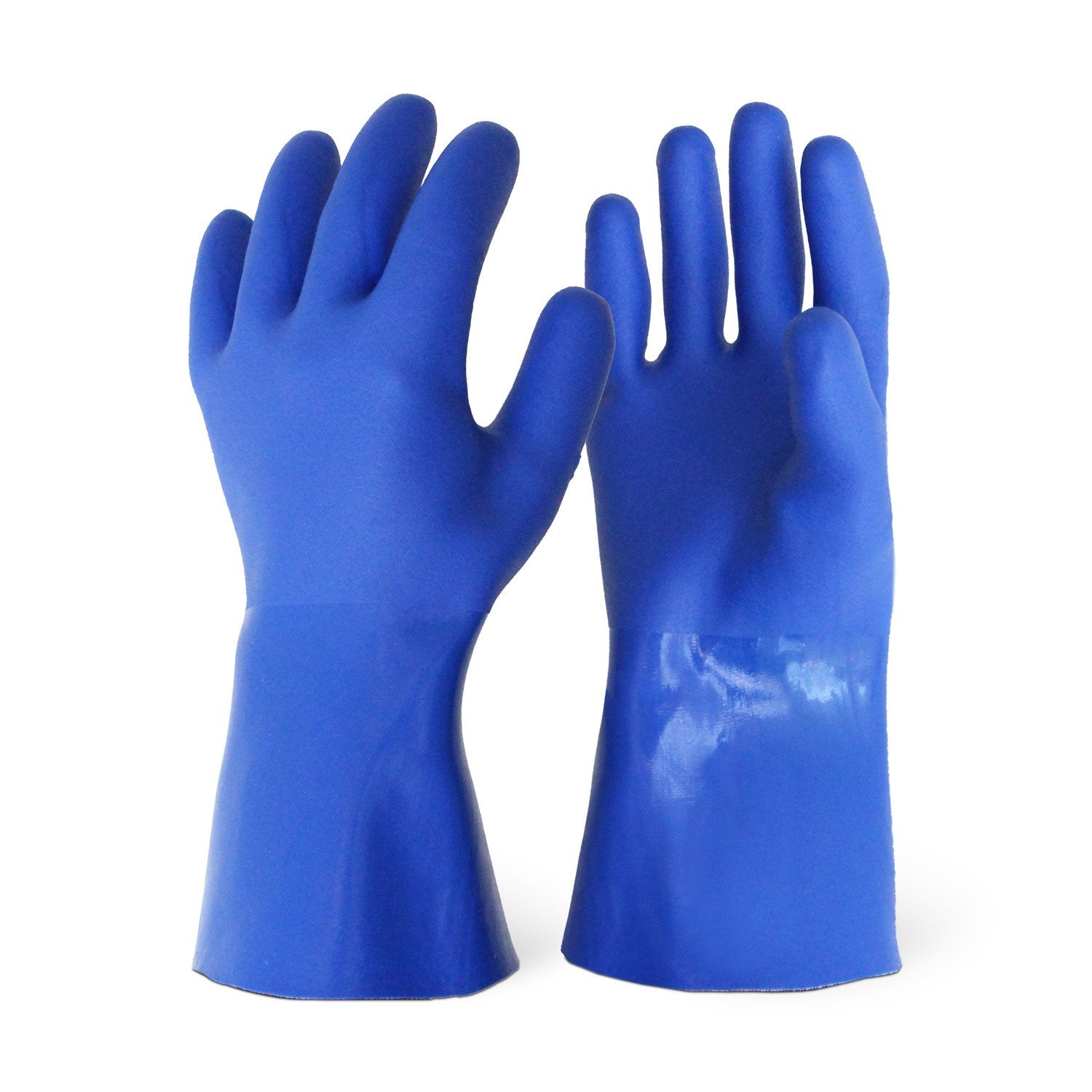 Single Pair - Sandy Finish Blue PVC Supported Glove