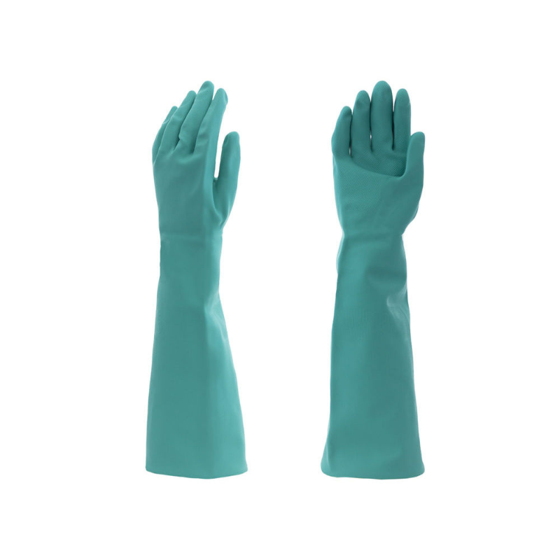 12 Pairs - 22 Mil Green Nitrile Unlined Gloves - 18" Length