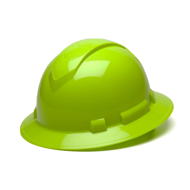 Hi Vis Pyramex Ridgeline Full Brim 4 Pt Hard Hat