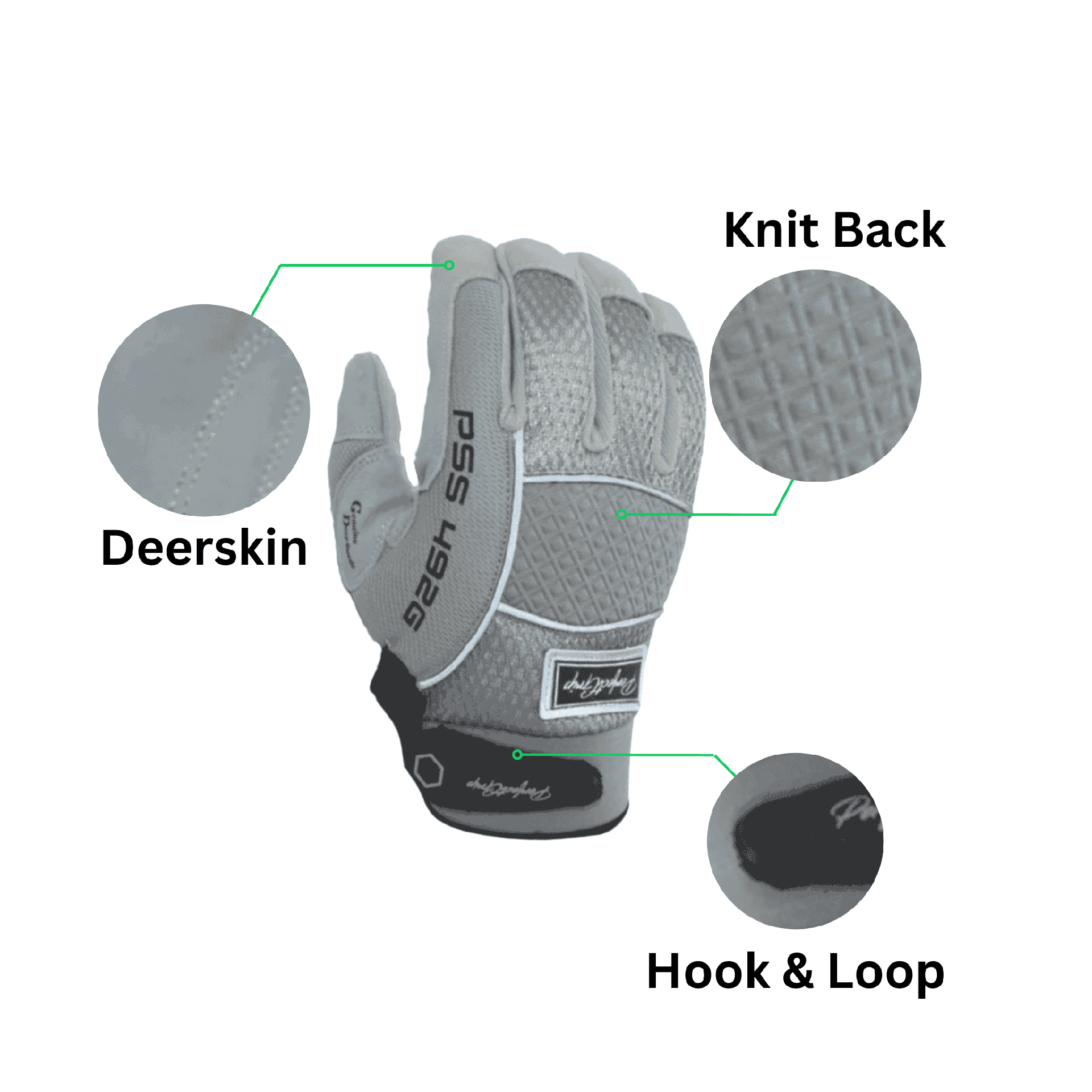 Deerskin Glove – Deerskin Glove – Premium Gray Deer Suede Mechanic Glove with Knit Back and Adjustable Cuff