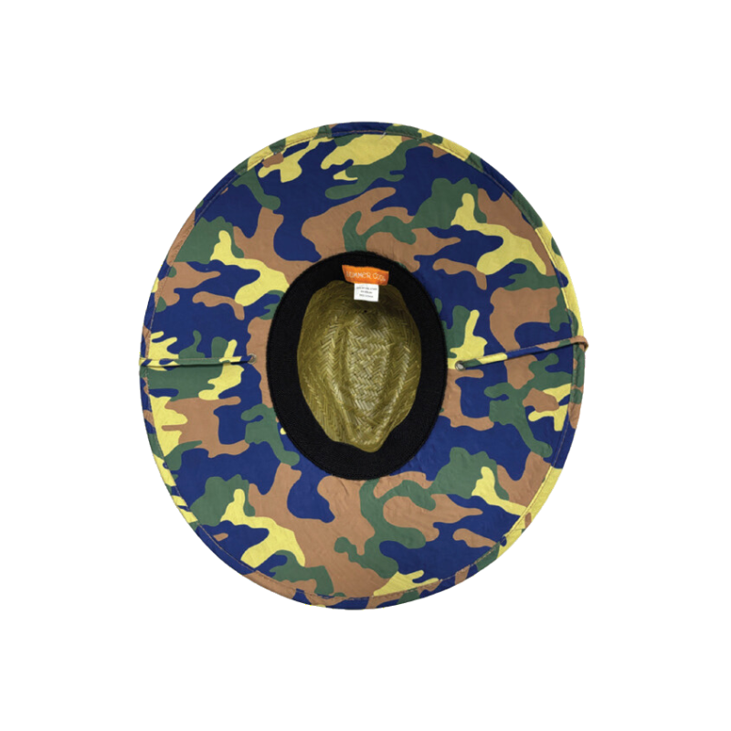 Summer Hat with Green, Yellow, and Blue Camo Print