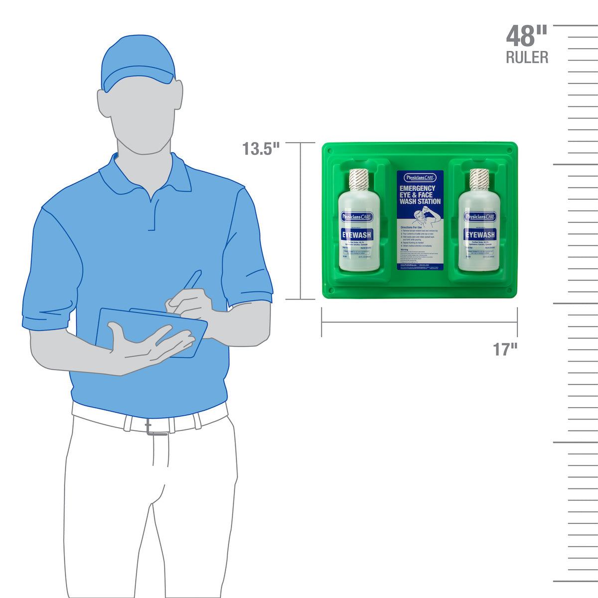 Eyewash Station, Double 32 oz. Screw Cap Bottle