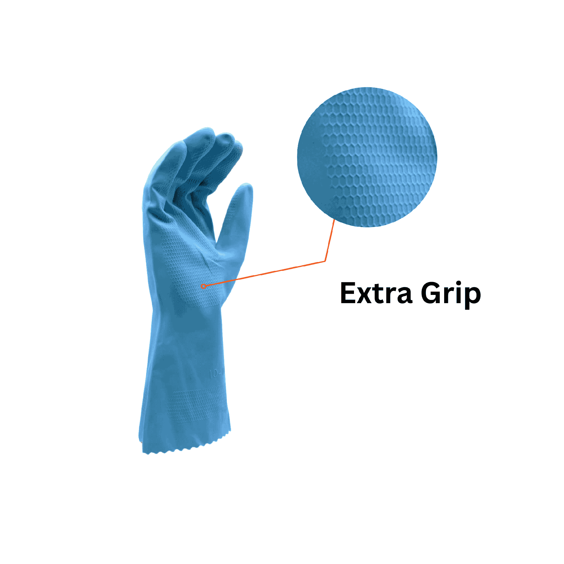 Latex Rubber Gloves – Blue 18 mil Flock Lined with Embossed Grip and Rolled Cuff