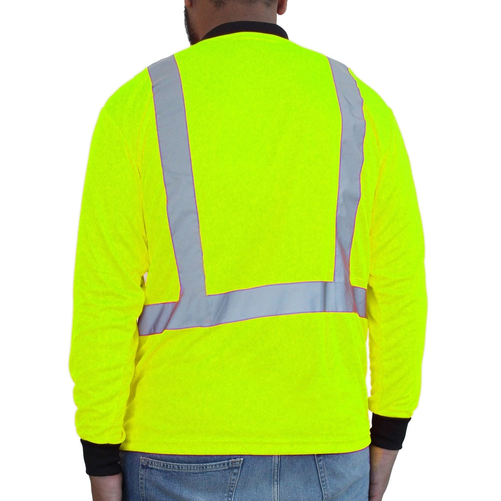 Hi-Viz Green Class 2 Long Sleeve Mesh T-Shirt