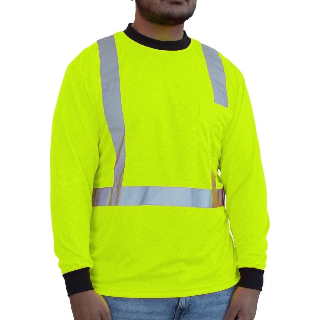 Hi-Viz Green Class 2 Long Sleeve Mesh T-Shirt