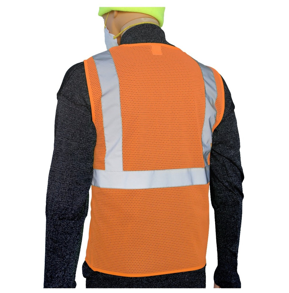 Hi Vis Orange Mesh Class 2 - Safety Vest (Multi-Pockets)