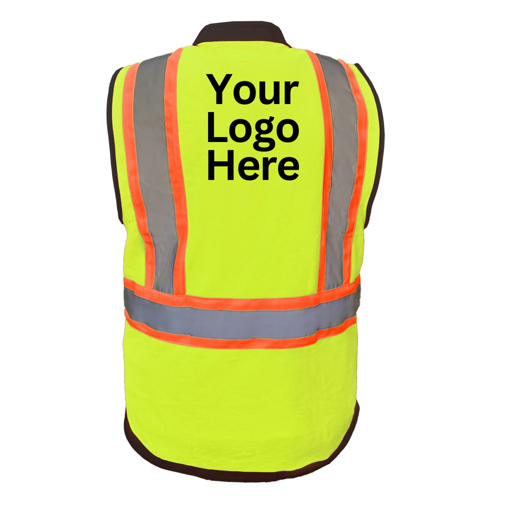 Hi Vis Green Surveyor Vest - Black Bottom