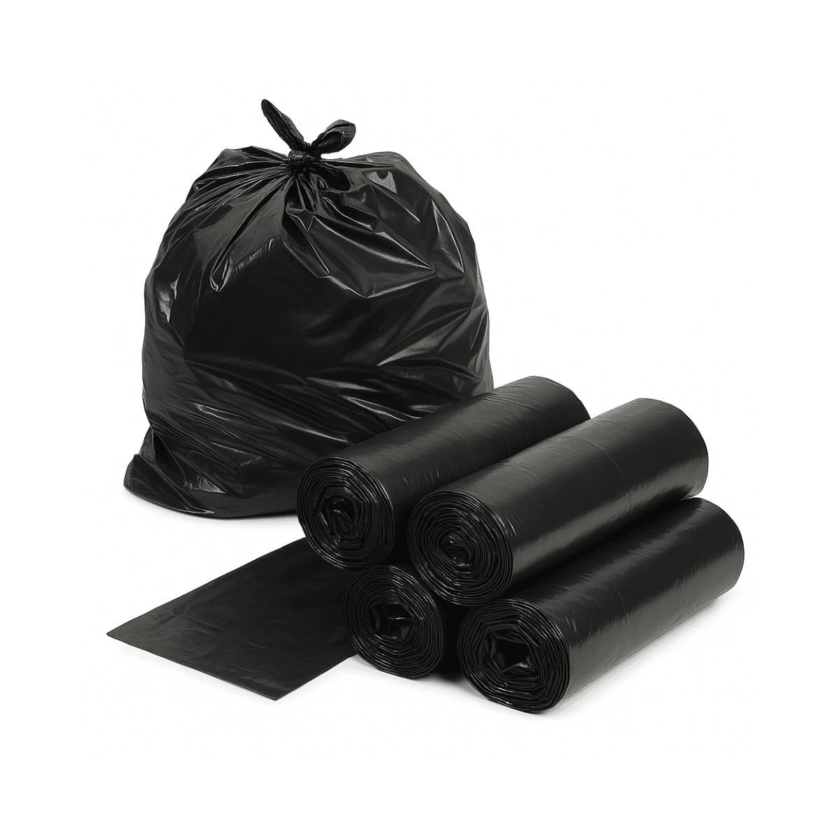 Black Trash Bag - 40x46", 55 Gallon HDPE/LLDPE Can Liner, 30 Micron, 100/Case