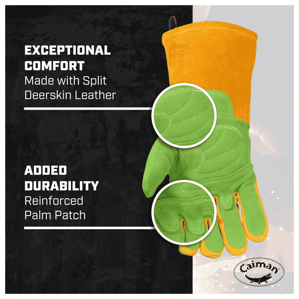 Caiman Premium Wasabi Green Split Deerskin MIG/Stick Welding Gloves