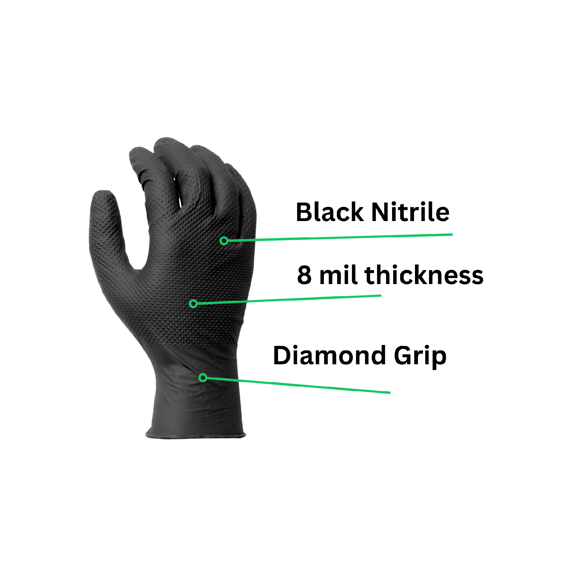 8 Mil Diamond Grip Black Disposable