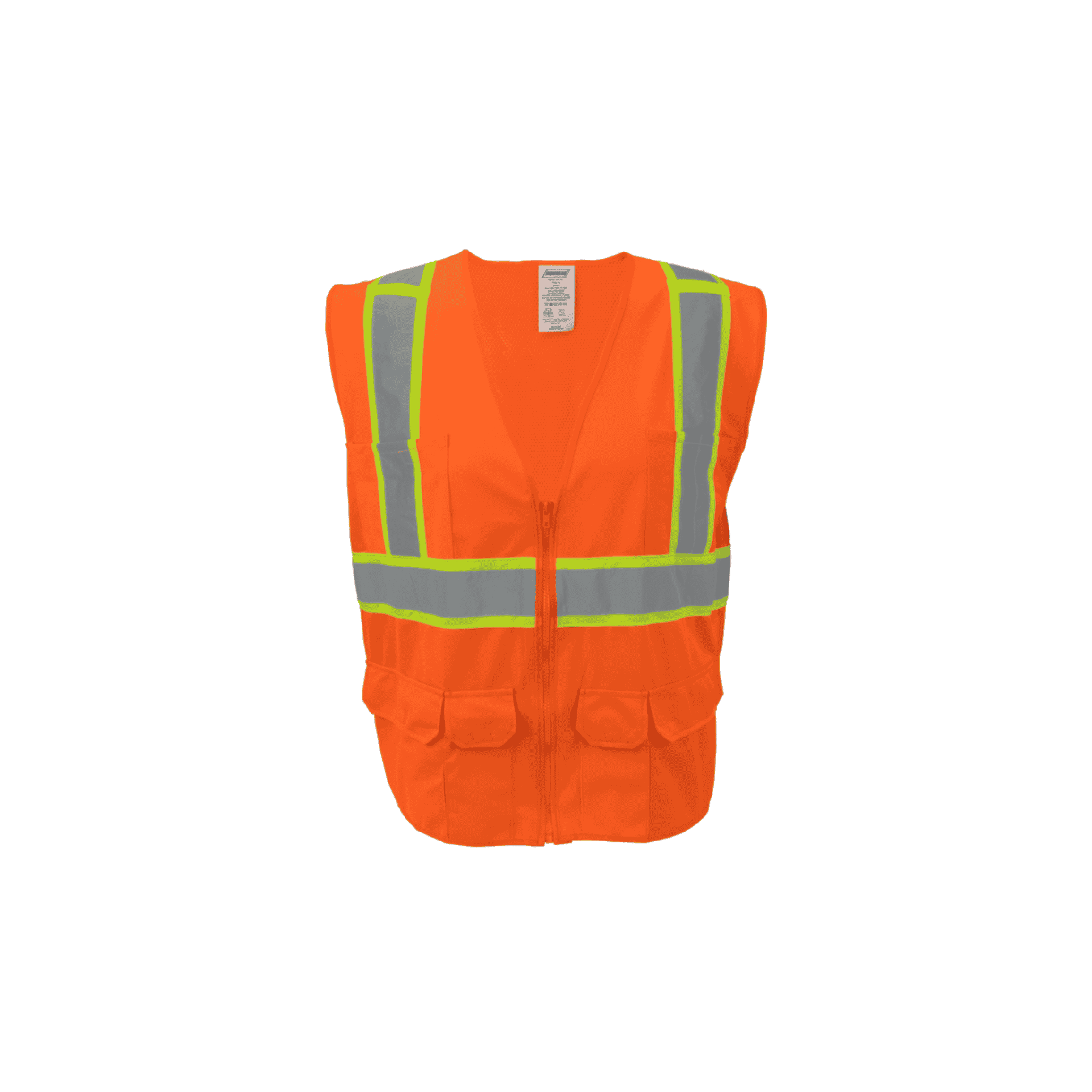 Class 2 Orange Surveyor Safety Vest with Fabric Front and Mesh Back