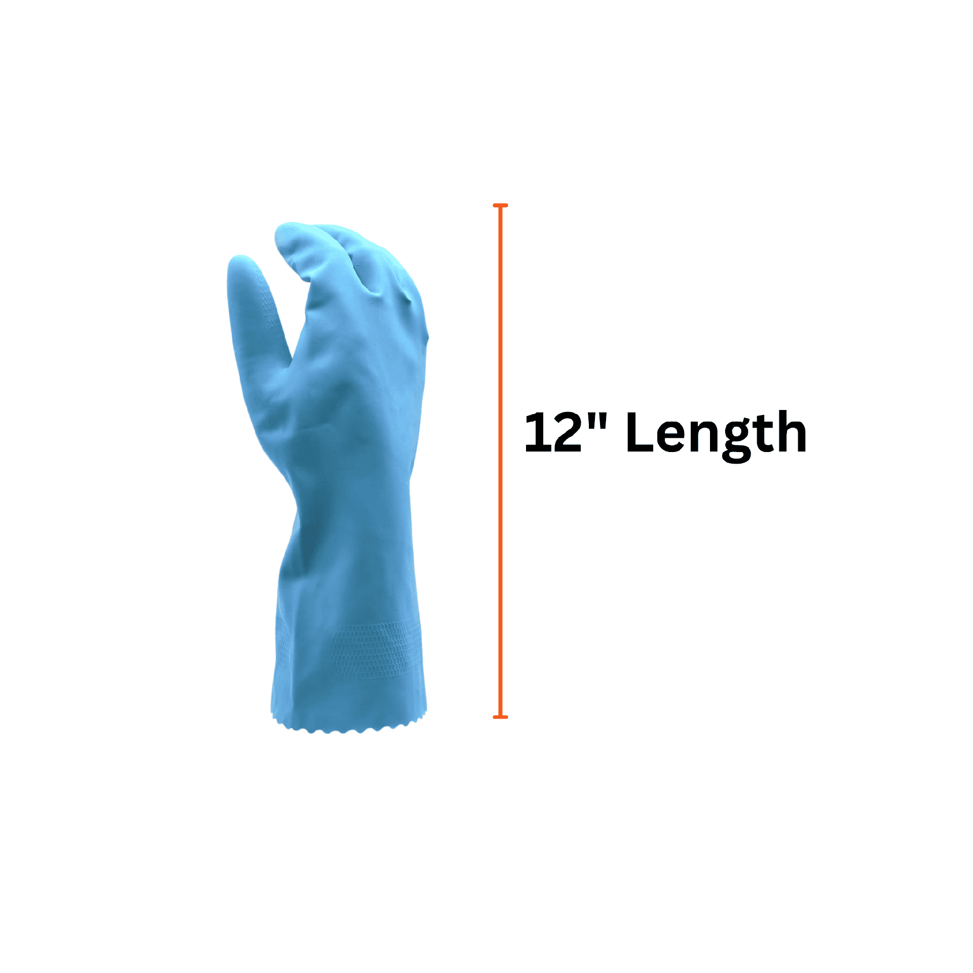 Latex Rubber Gloves – Blue 18 mil Flock Lined with Embossed Grip and Rolled Cuff