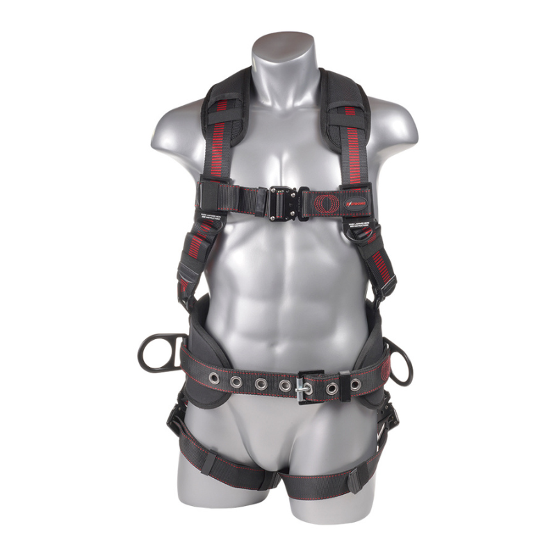 Epic+ 5-Point Full Body Harness, Waist Pad w/ Removable Tool Belt, Back/Shoulder Pad, Enhanced Dorsal D-ring, 2 Side D-rings, QC Chest and Legs – (ANSI)