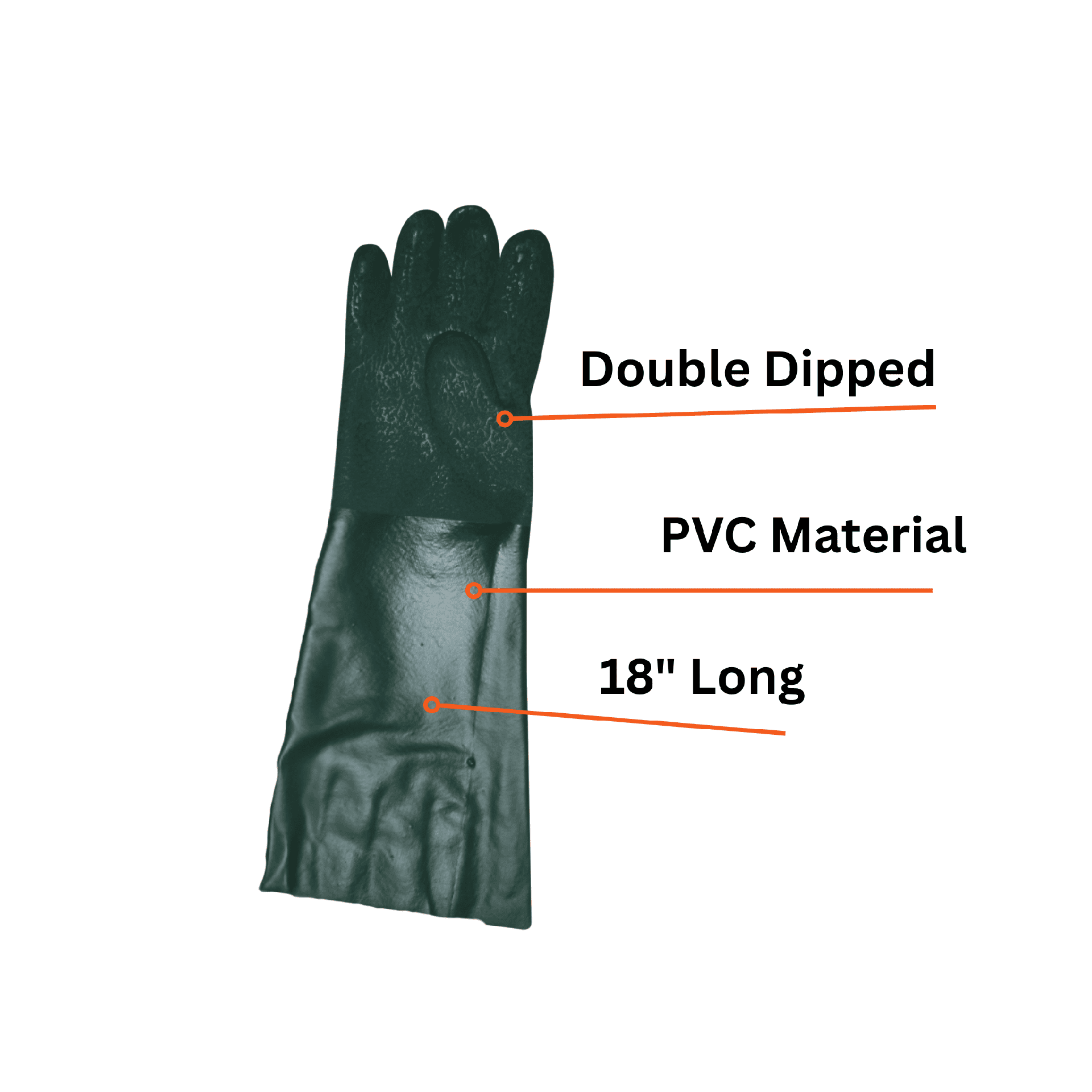 PVC Gloves – 18" Double-Dipped for Superior Protection
