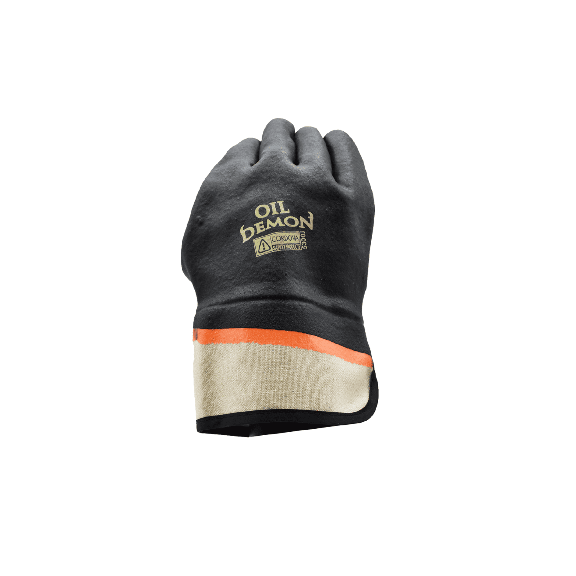 Chemical Resistant PVC Gloves – Oil Demon™ Double-Dipped with Sandpaper Grip and Safety Cuff