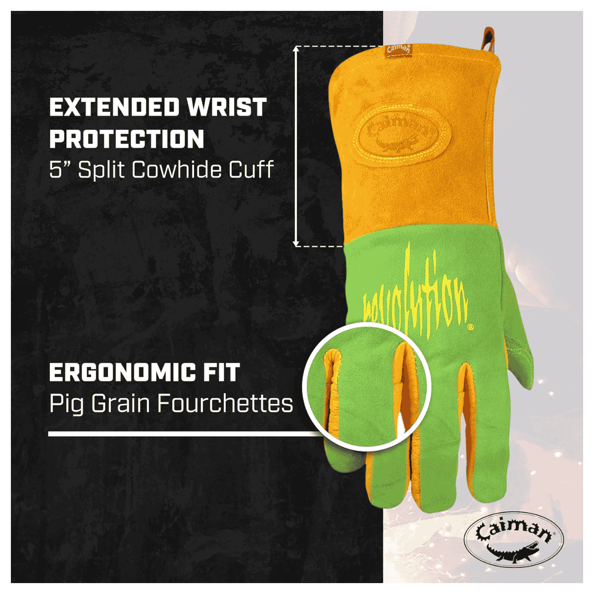 Caiman Premium Wasabi Green Split Deerskin MIG/Stick Welding Gloves