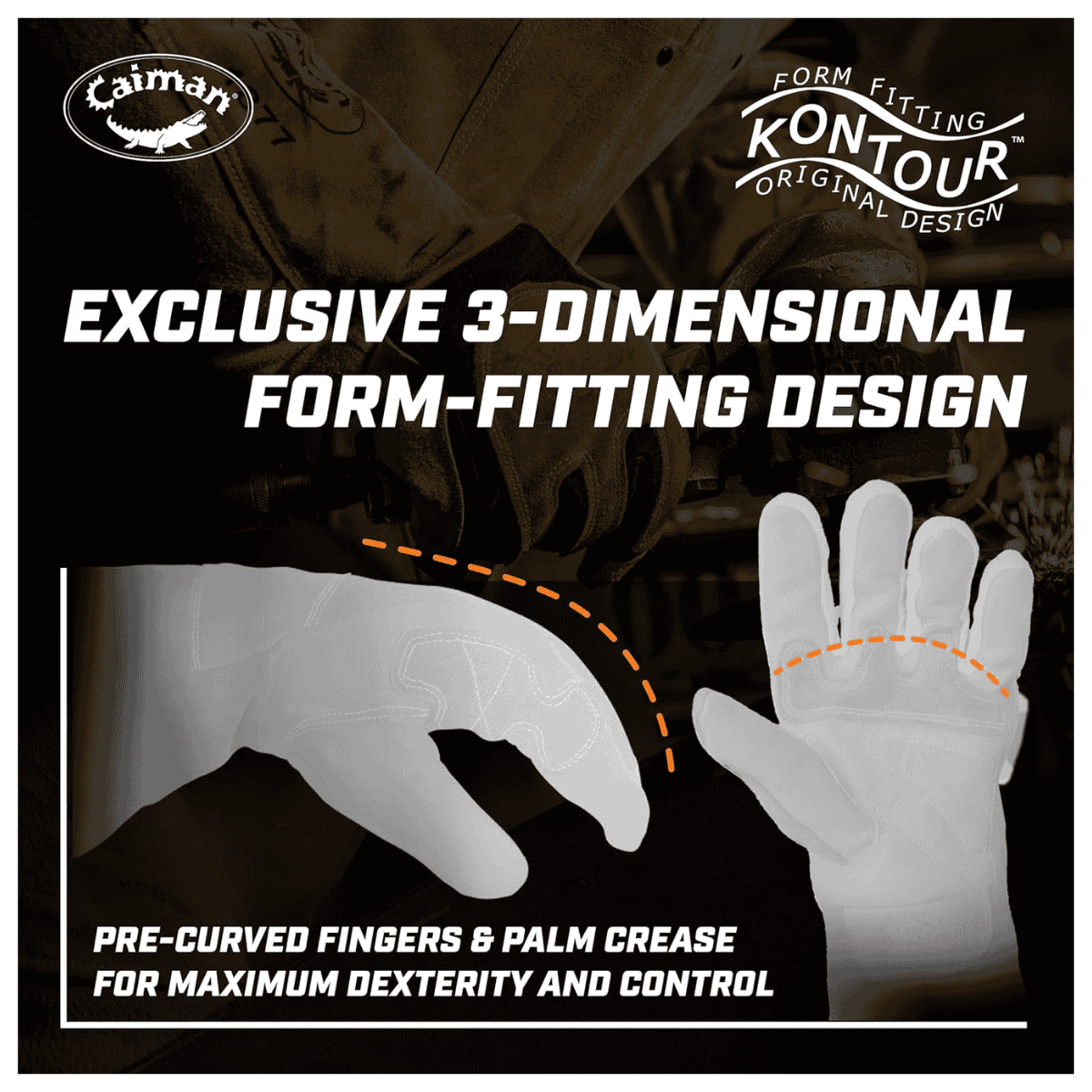 Single Pair - Caiman Premium Goat Grain TIG/MIG Welding Gloves, Wool Insulated Back, Scalloped Cuff, Boarhide Palm