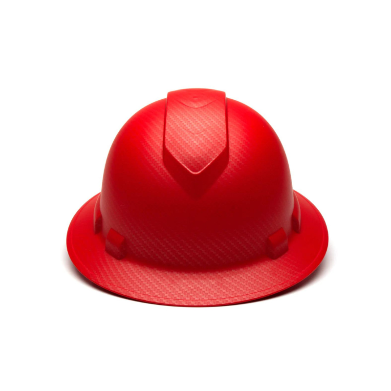 Matte Red Graphite Pattern Pyramex Ridgeline Full Brim Hard Hat 4-Point Ratchet Suspension