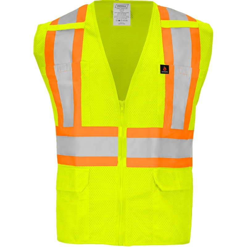 Class 2 FR Safety Vest (Hi Vis Lime) - Zipper Closure