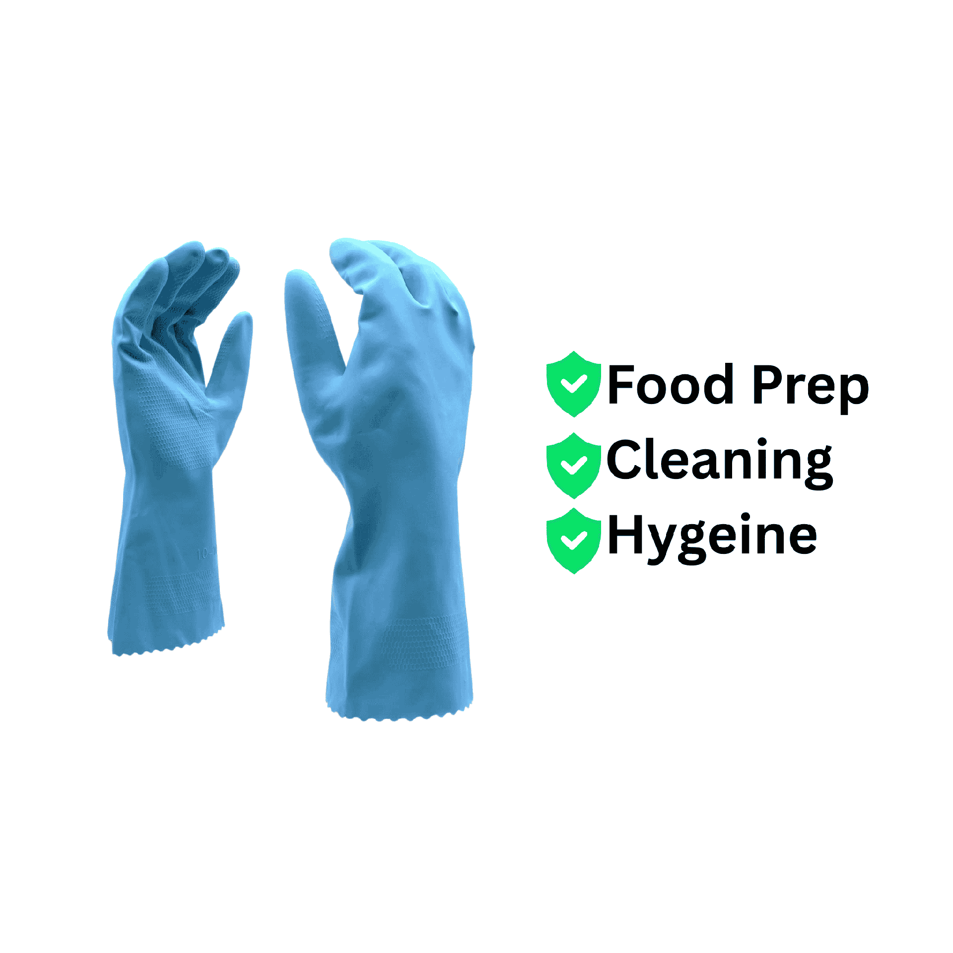 Latex Rubber Gloves – Blue 18 mil Flock Lined with Embossed Grip and Rolled Cuff