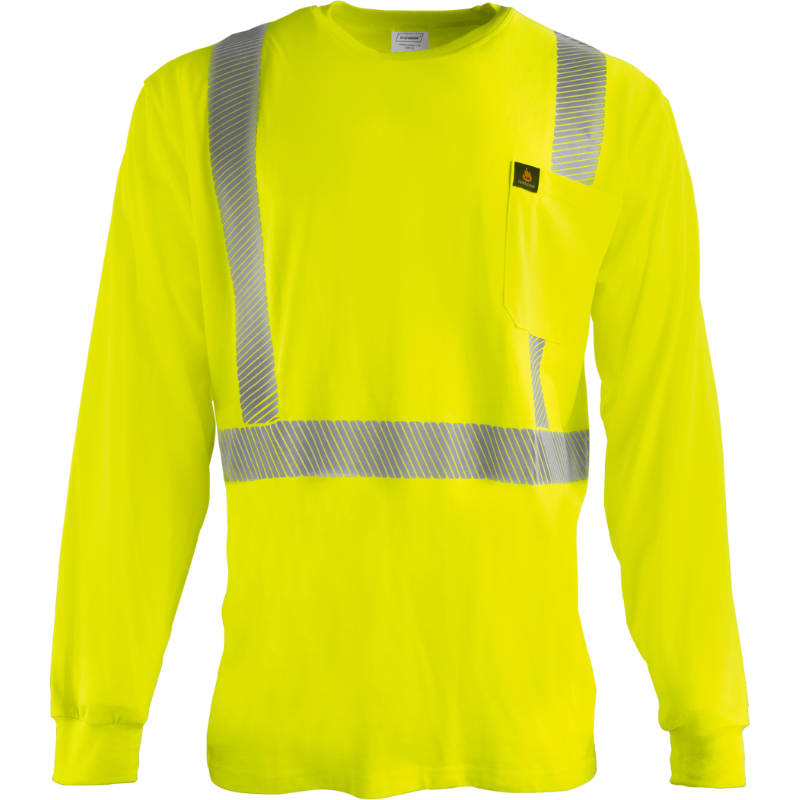 Class 2 Flame Retardant Long Sleeve Shirt (Hi Vis Lime)