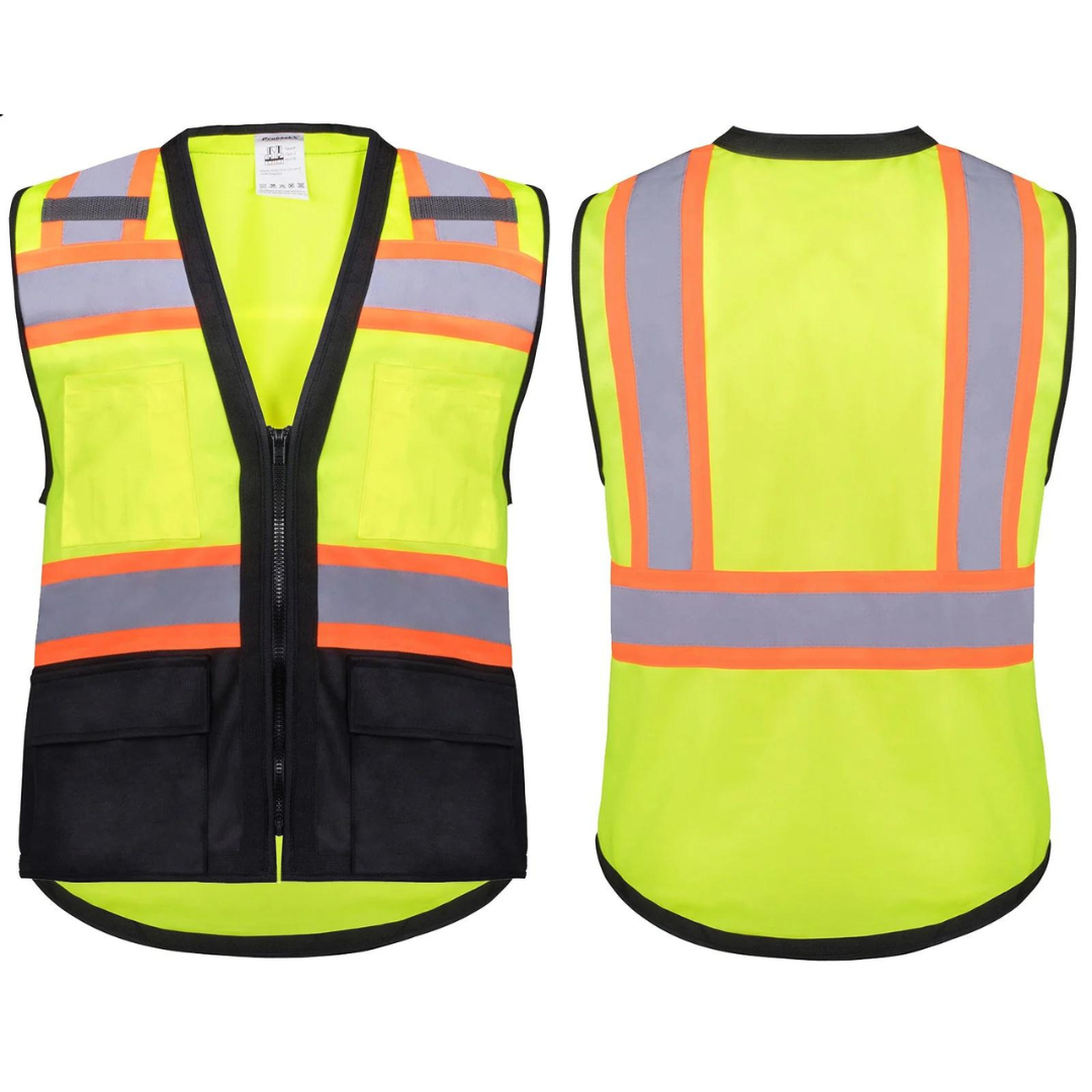 3 Pack - Class 2 Hi-Visibility All Solid Fabric With 6 Pockets