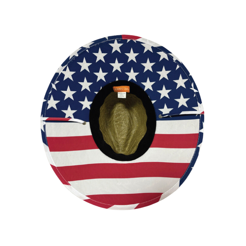 Straw Hat with Spangled Banner Print