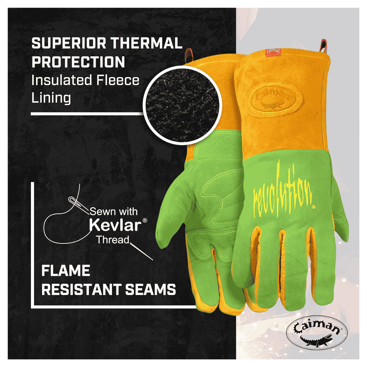 Caiman Premium Wasabi Green Split Deerskin MIG/Stick Welding Gloves