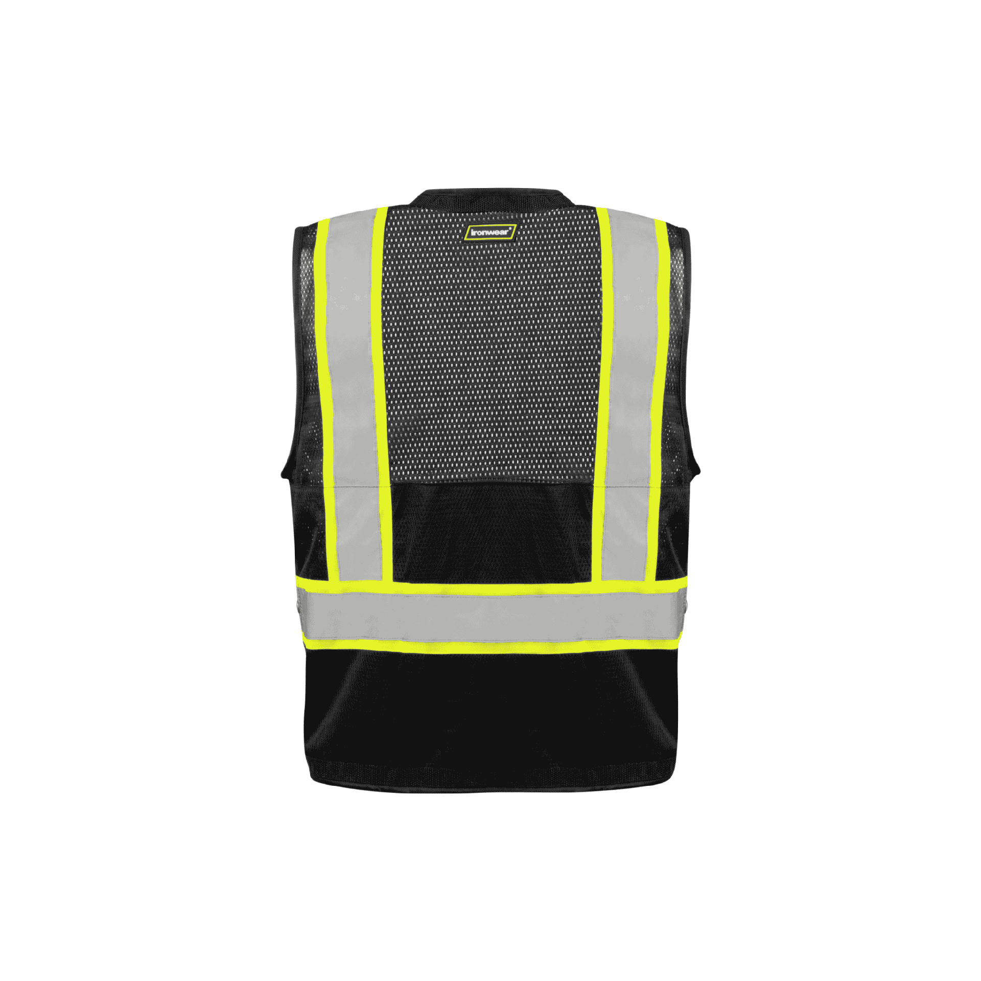 12 Pockets - Black Safety Vest with Radio Clip Holders