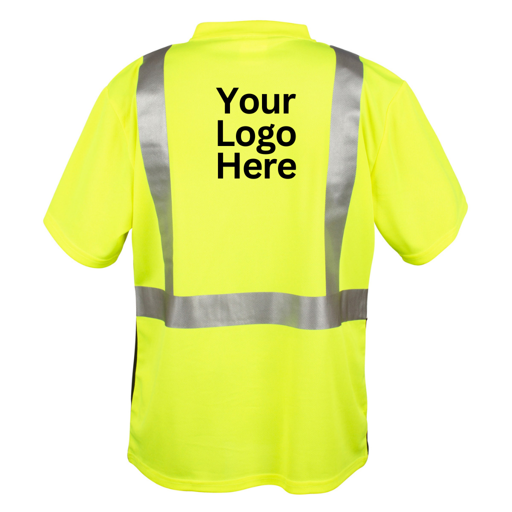 Hi-Vis Lime Class 2 Short Sleeve Shirt with Black Front