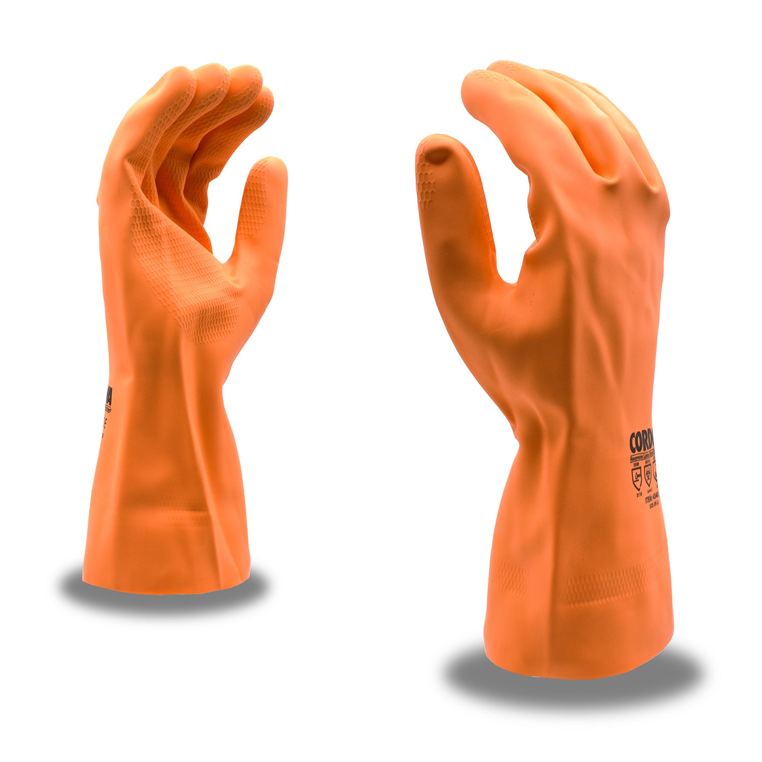 12 Pairs - Orange Neoprene Coated Latex Gloves